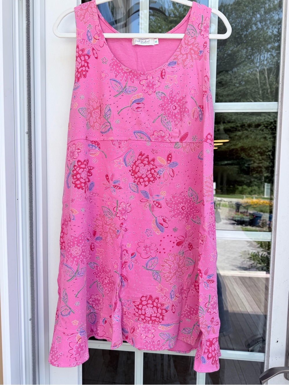 fresh produce Pink Floral Scoop-Neck Midi Dress